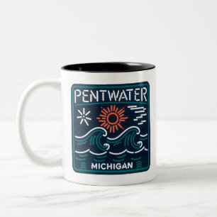Pentwater Michigan Neon Sign Coffee Mug 