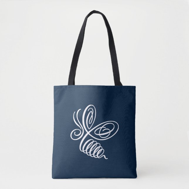 Penwork Calligraphic Honey Bee Tote Bag (Front)