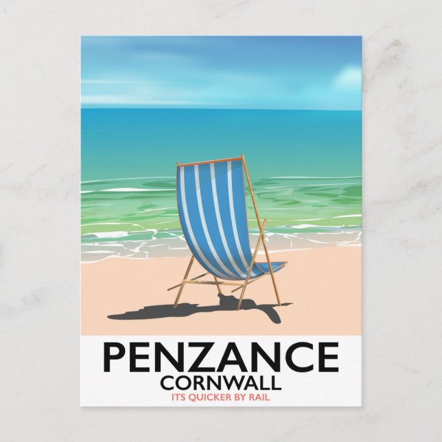 penzance beach Devon vintage travel poster Postcard (Front)