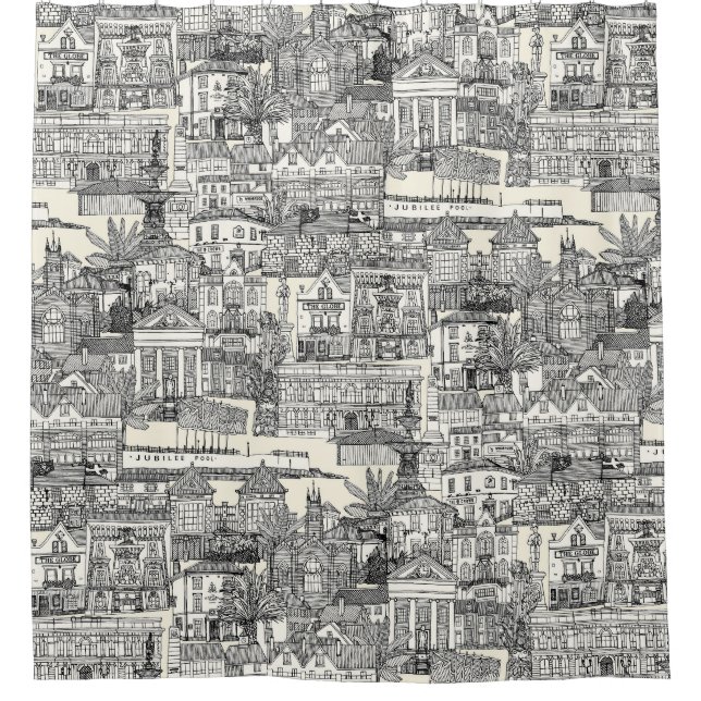 Penzance toile black pearl shower curtain (Front)