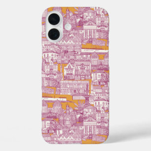Penzance toile fuchsia clementine iPhone 16 plus case