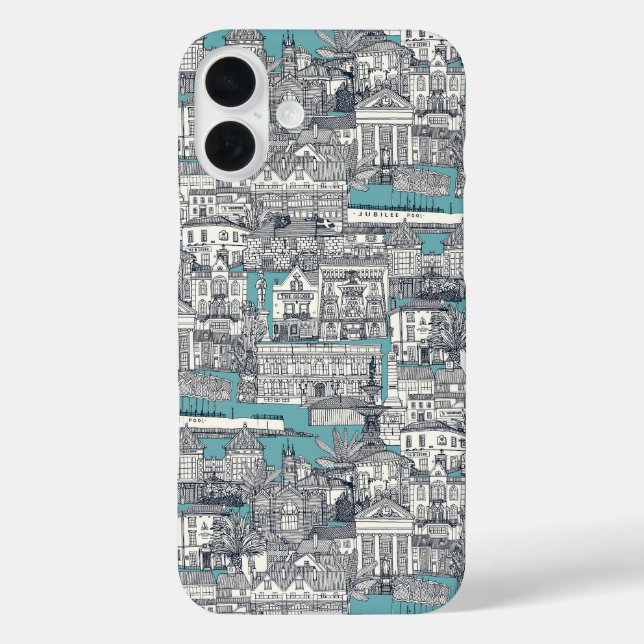 Penzance toile indigo turquoise Case-Mate iPhone case (Back)