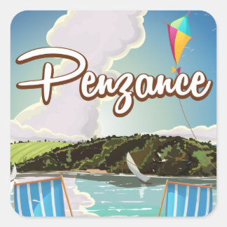 Penzance UK Vintage beach travel poster Square Sticker