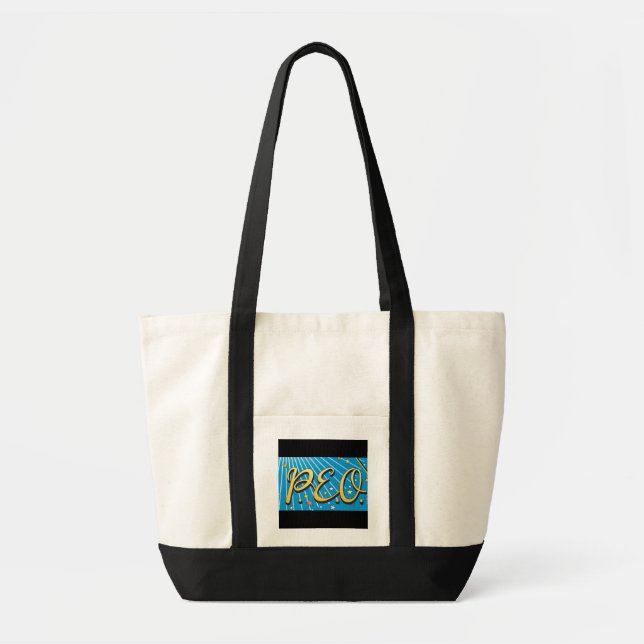 PEO Strapped Tote Bag - BLACK (Front)
