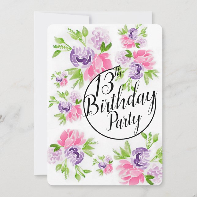 Peoney Cluster 13th Birthday invitation (Front)