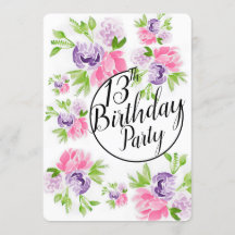 Peoney Cluster 13th Birthday invitation