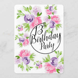 Peoney Cluster 13th Birthday invitation