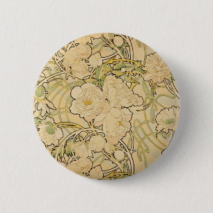 Peonies 1897 6 cm round badge
