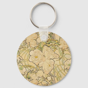 Peonies 1897 key ring
