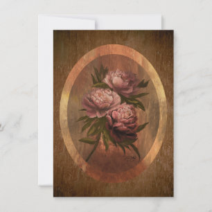 Peonies 4 x 5.6" invitation