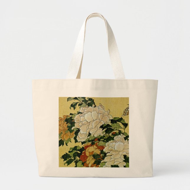 Peonies and Butterfly Large Tote Bag (Front)