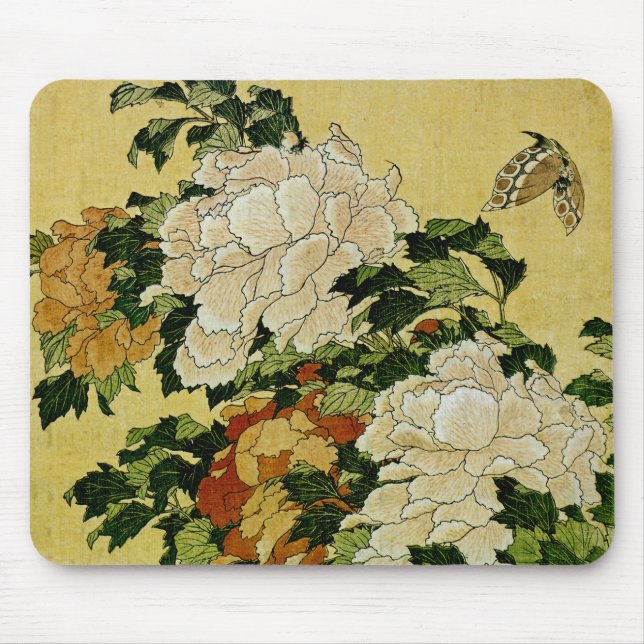 Peonies and Butterfly Mouse Mat (Front)