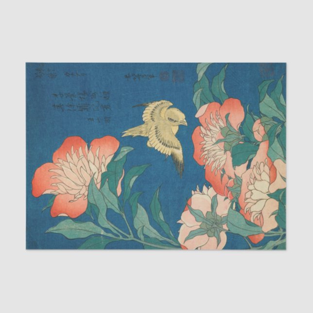 Peonies and Canary, 1834 by Katsushika Hokusai Tissue Paper (Front)