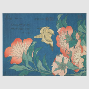 Peonies and Canary by Katsushika Hokusai Tissue Paper
