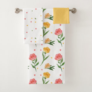 Peonies and Dots Bath Towel Set
