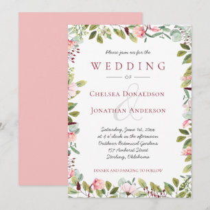 Peonies and Eucalyptus Watercolor Floral Frame Invitation