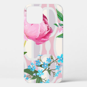 Peonies and forget-me-nots. Seamless backgroundart iPhone 12 Case