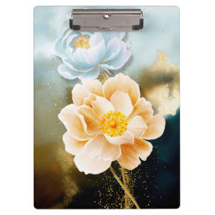 Peonies and Gold Glitter  Clipboard