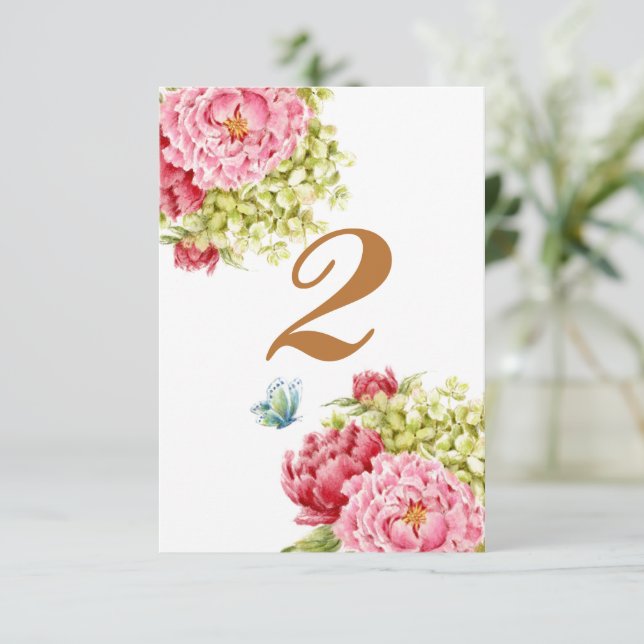 Peonies and Hydrangea Table Card No 2 (Standing Front)