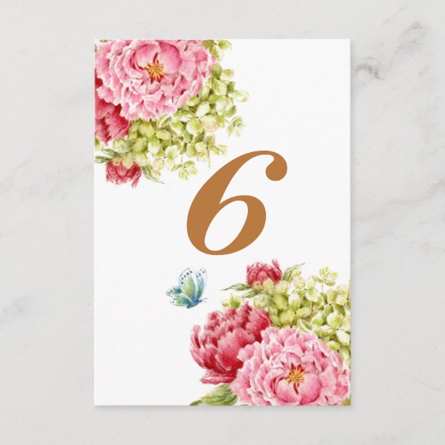 Peonies and Hydrangea Table Card No 6 (Front)