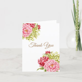 peonies and Hydrangea Thank You Blank Folded Card