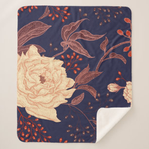Peonies and roses. Floral vintage seamless pattern Sherpa Blanket