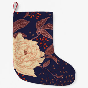 Peonies and roses. Floral vintage seamless pattern Small Christmas Stocking