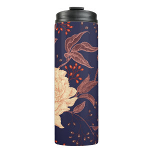 Peonies and roses. Floral vintage seamless pattern Thermal Tumbler