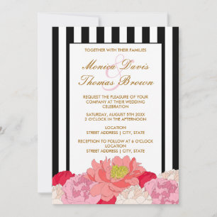 Peonies and Stripes Invitation