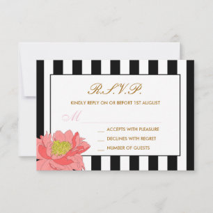 Peonies and Stripes RSVP Card