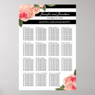 Peonies and Stripes Seating Arrangement Poster