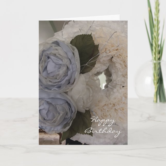 Peonies and Wreath Birthday Card (Front)