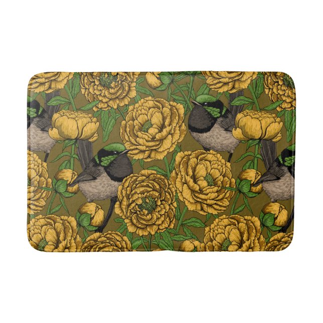 Peonies and wrens bath mat (Front)