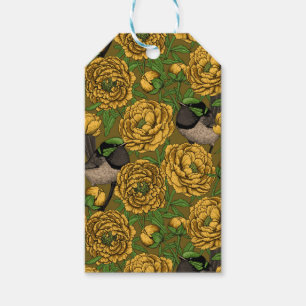 Peonies and wrens gift tags