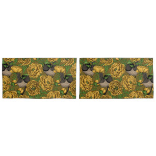Peonies and wrens pillowcase