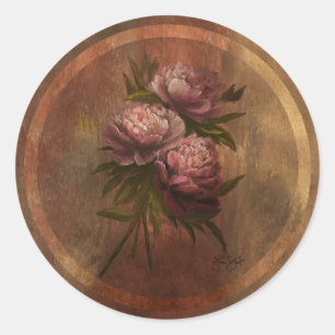 Peonies   Available 2 sizes Classic Round Sticker
