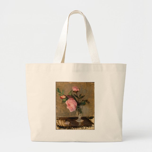 Peonies Berthe Morisot Fine Art Large Tote Bag (Front)