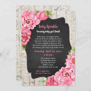 Peonies + Birch baby sprinkle + diaper raffle Invitation