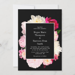 Peonies blooming Wedding Invitation