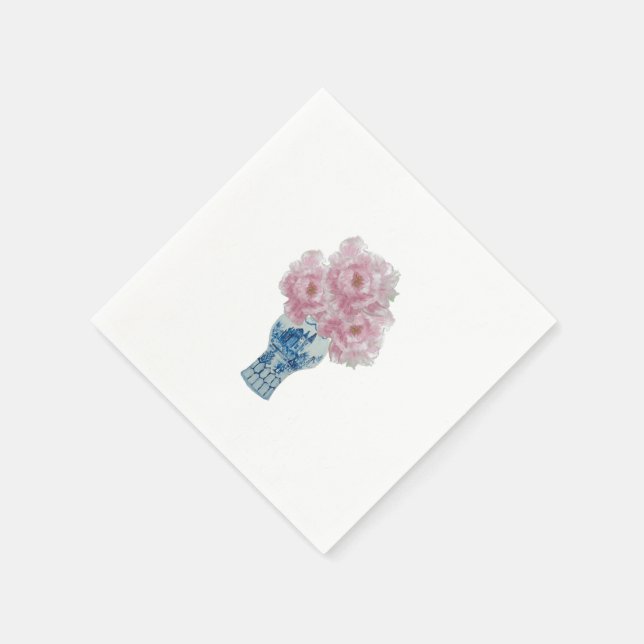 Peonies Blue and White Ginger Jar Napkin (Corner)