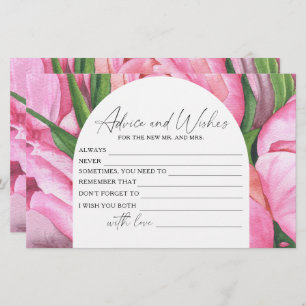 Peonies - Bridal Shower Advice and Wishes Stationery