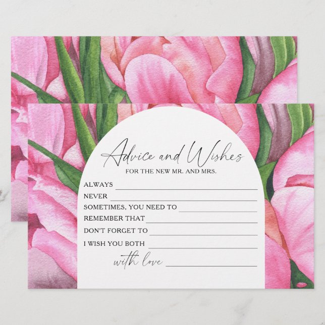 Peonies - Bridal Shower Advice and Wishes Stationery (Front/Back)