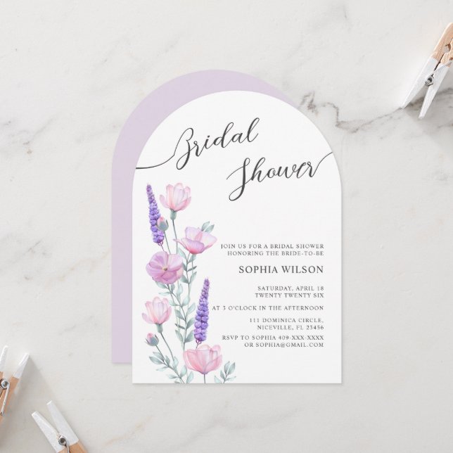 Peonies Bridal Shower Invitation (Front/Back In Situ)