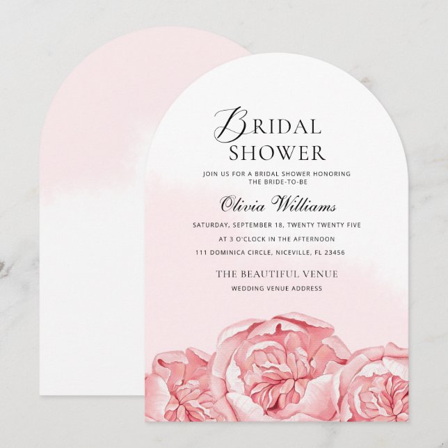 Peonies Bridal Shower Invitation  (Front/Back)