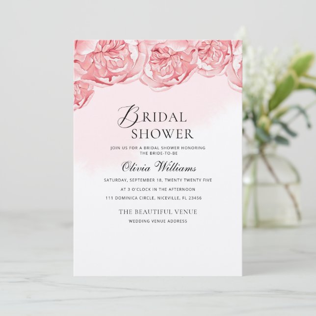 Peonies Bridal Shower Invitation  (Standing Front)