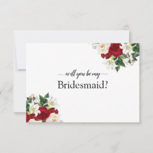 Peonies Burgundy Will You Be My Bridesmaid Card