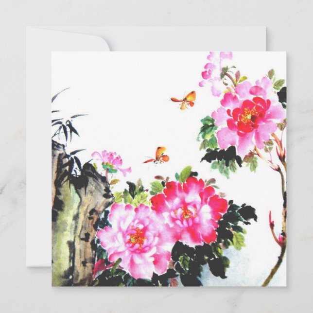 Peonies & Butterflies/All-Occasion Custom Invites (Front)