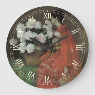 Peonies by William Merritt Chase, Vintage Fine Art Large Clock