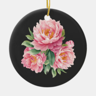 Peonies Ceramic Tree Decoration