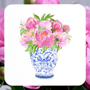 Peonies Chinoiserie Vase Coaster